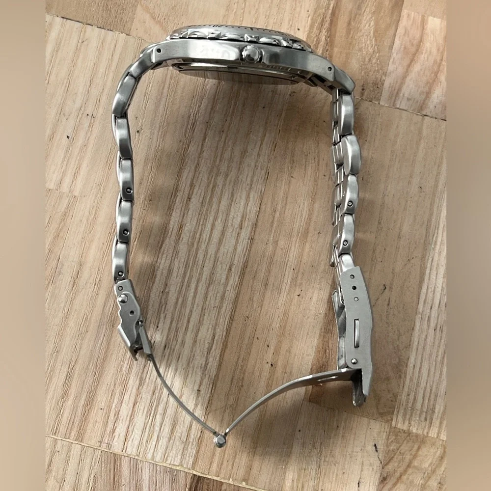Fossil Blue Watch Stainless Weave Bracelet Dark Blue Dial Date Window